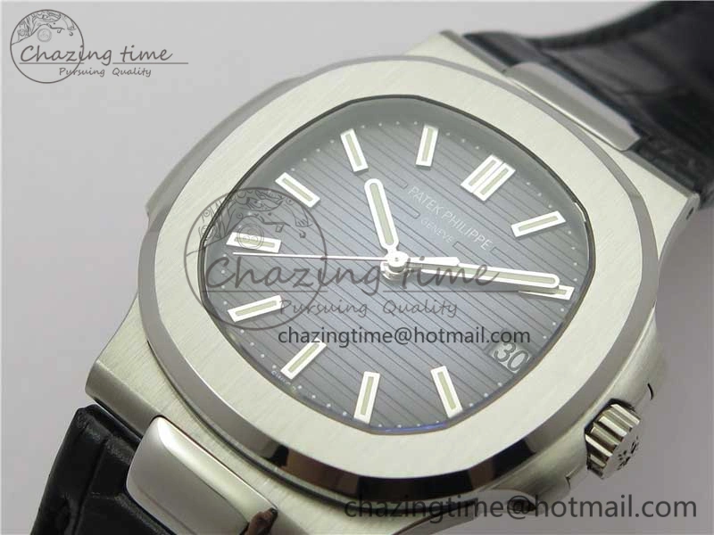 Nautilus 5711 PPF 1:1 Best Edition Blue Textured Dial on Leather Strap 324CS V4