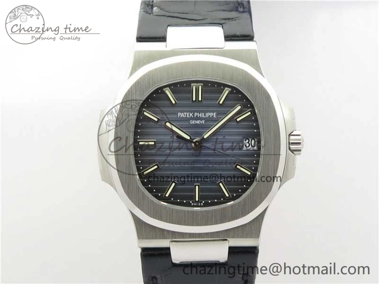Nautilus 5711 PPF 1:1 Best Edition Blue Textured Dial on Leather Strap 324CS V4