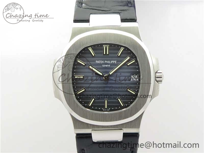 Nautilus 5711 PPF 1:1 Best Edition Blue Textured Dial on Leather Strap 324CS V4