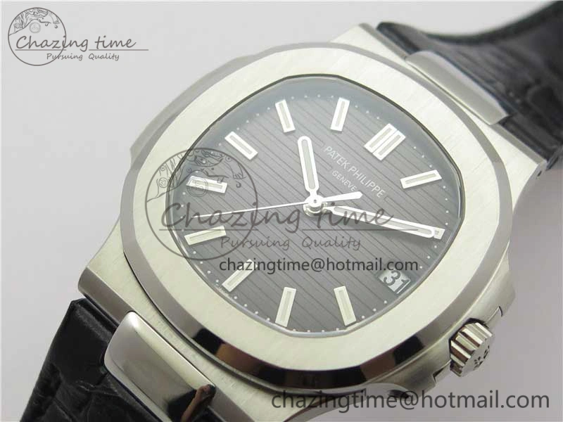 Nautilus 5711 PPF 1:1 Best Edition Gray Textured Dial on Leather Strap 324CS V4