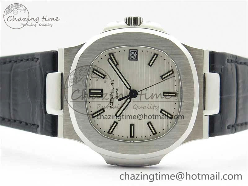 Nautilus 5711 PPF 1:1 Best Edition White Textured Dial on Leather Strap 324CS V4