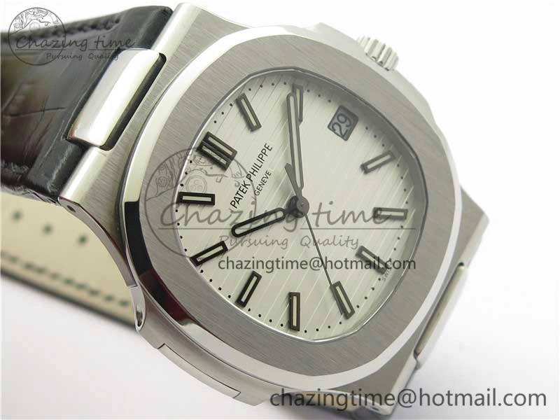Nautilus 5711 PPF 1:1 Best Edition White Textured Dial on Leather Strap 324CS V4