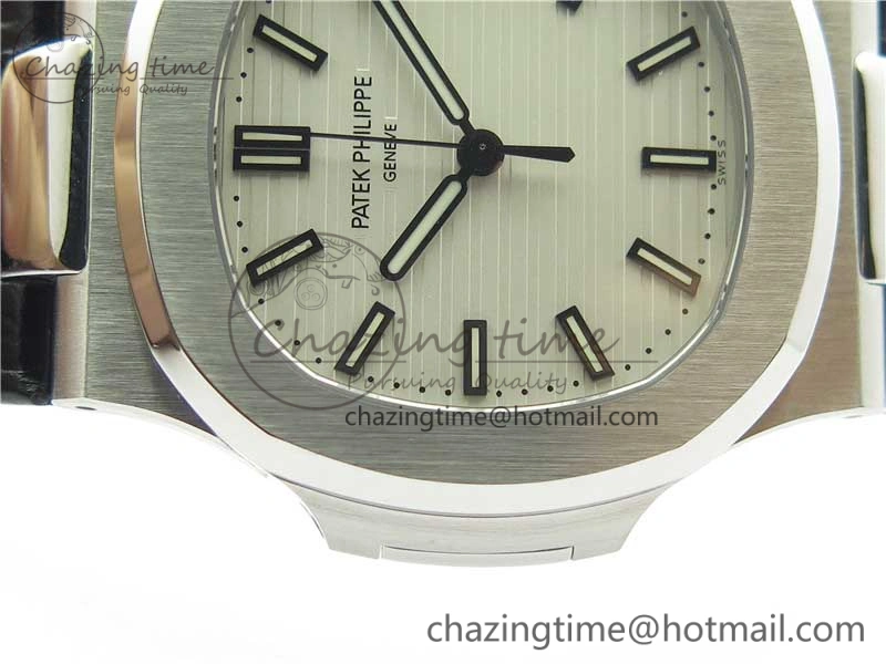 Nautilus 5711 PPF 1:1 Best Edition White Textured Dial on Leather Strap 324CS V4