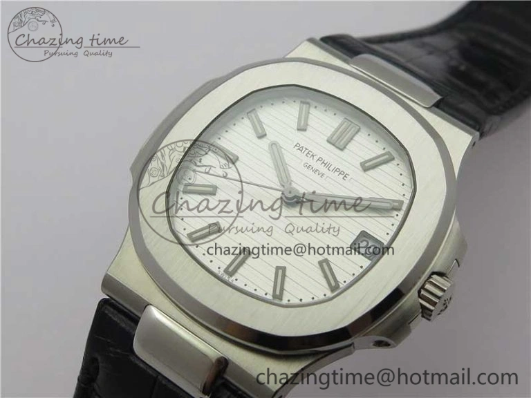 Nautilus 5711 PPF 1:1 Best Edition White Textured Dial on Leather Strap 324CS V4