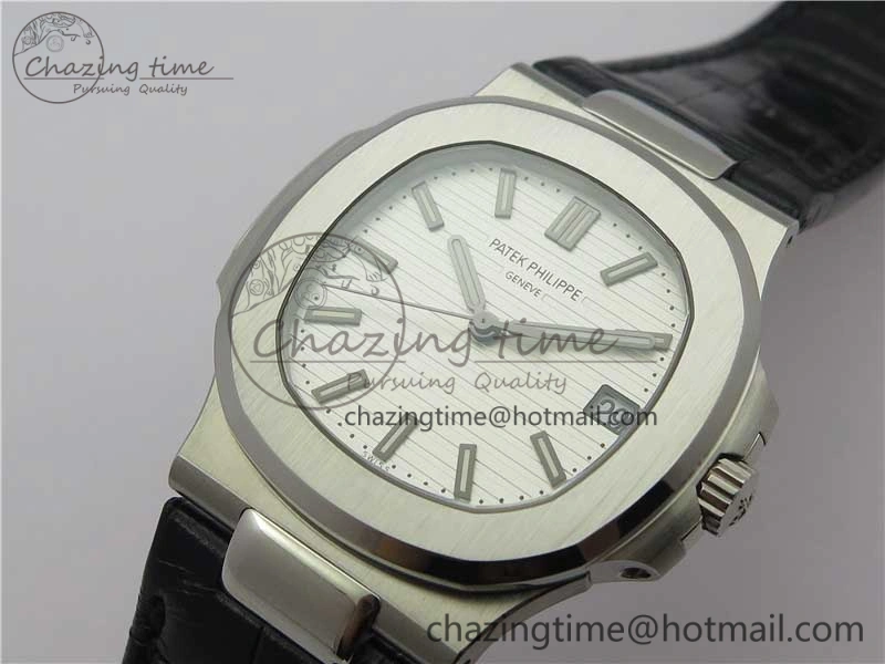 Nautilus 5711 PPF 1:1 Best Edition White Textured Dial on Leather Strap 324CS V4