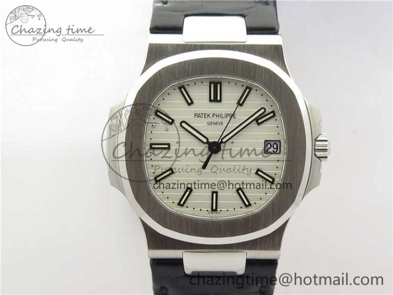 Nautilus 5711 PPF 1:1 Best Edition White Textured Dial on Leather Strap 324CS V4