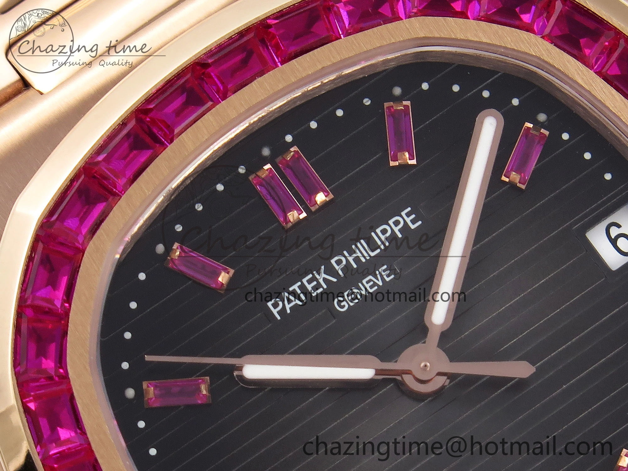 Nautilus 5711 RG GPF 1:1 Best Edition Gray Dial Purple Diamonds Bezel on RG Bracelet 324CS