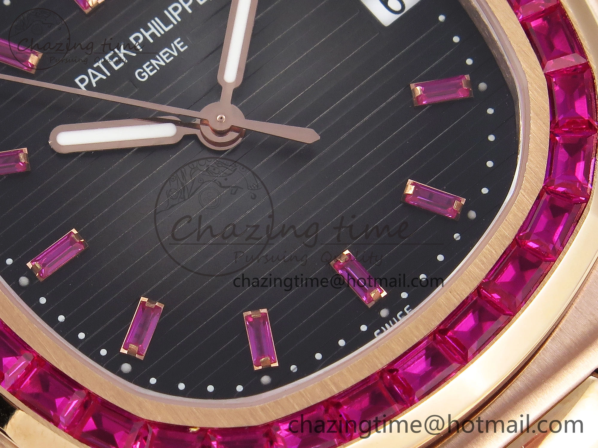 Nautilus 5711 RG GPF 1:1 Best Edition Gray Dial Purple Diamonds Bezel on RG Bracelet 324CS