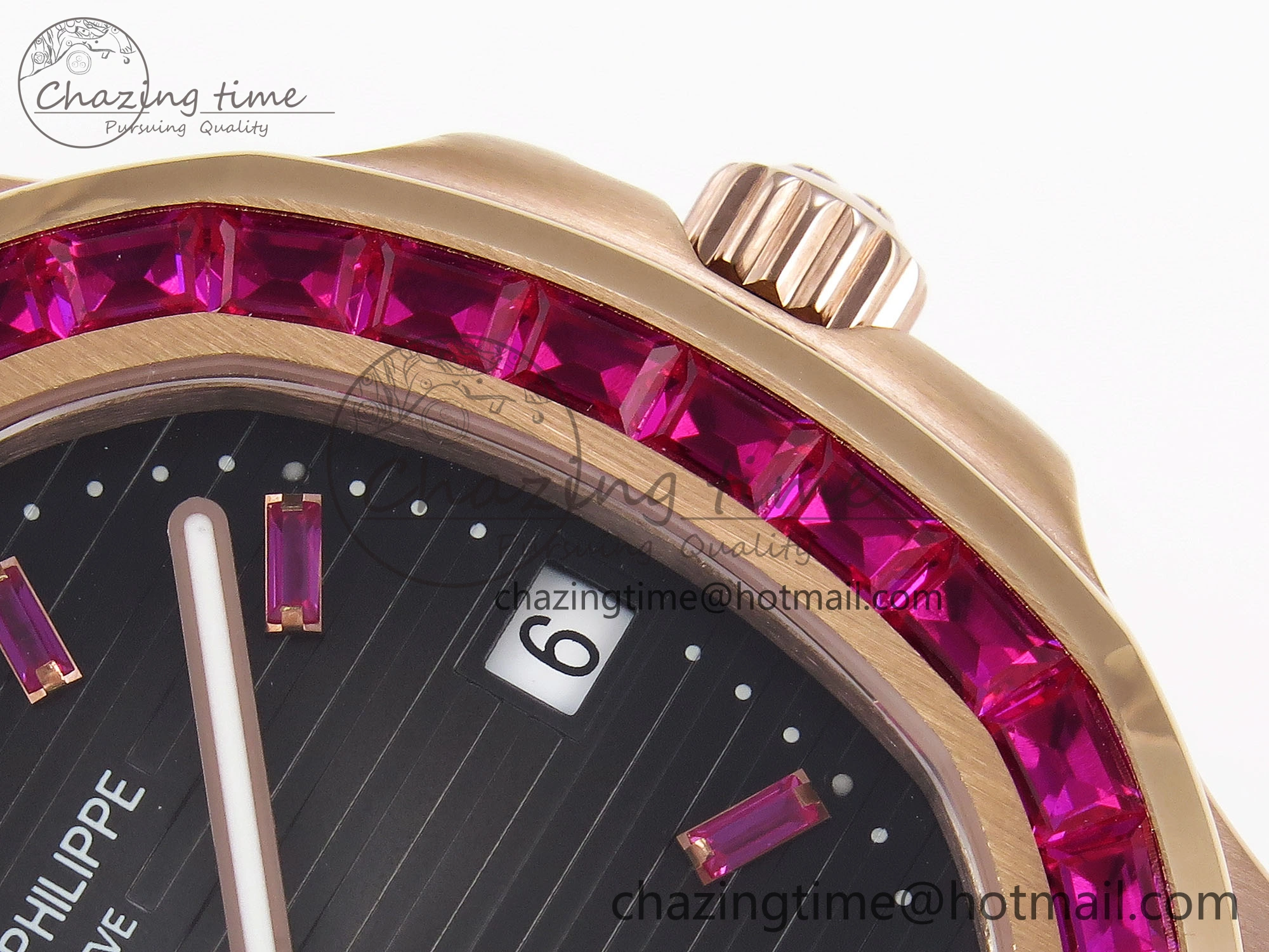 Nautilus 5711 RG GPF 1:1 Best Edition Gray Dial Purple Diamonds Bezel on RG Bracelet 324CS
