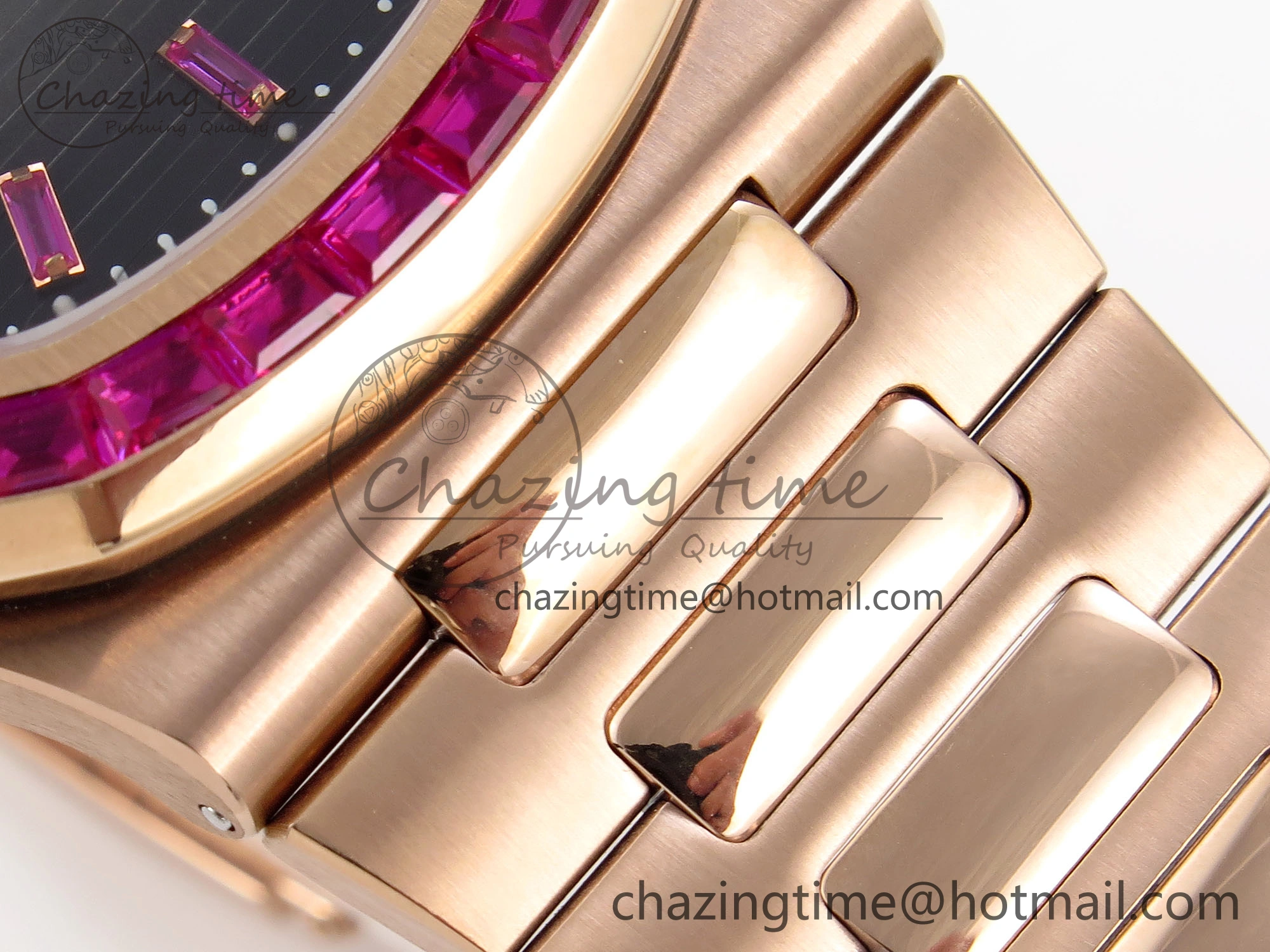 Nautilus 5711 RG GPF 1:1 Best Edition Gray Dial Purple Diamonds Bezel on RG Bracelet 324CS
