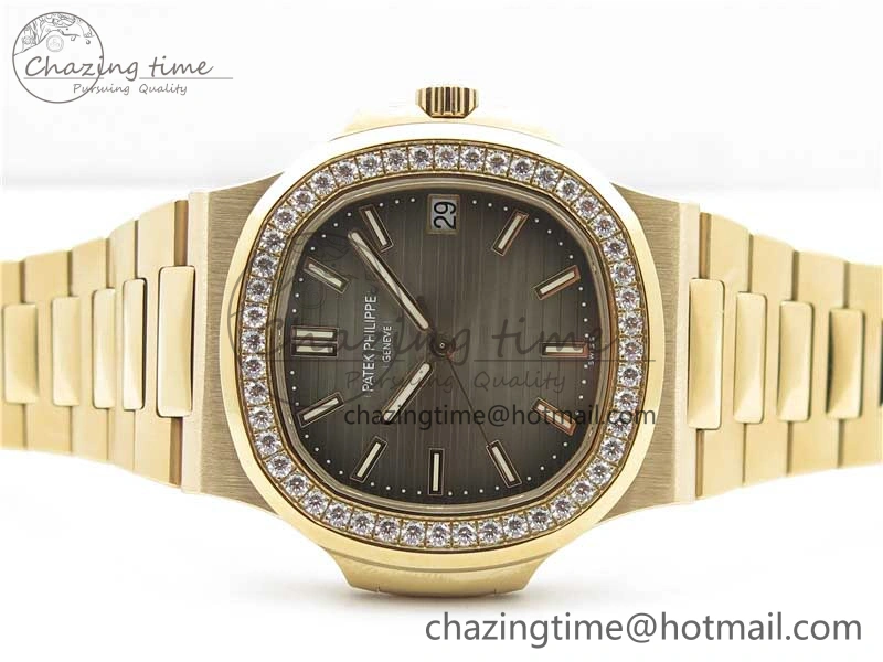 Nautilus 5711 RG PPF 1:1 Best Edition Gray Dial Diamonds Bezel on RG Bracelet 324CS (Free box) V4