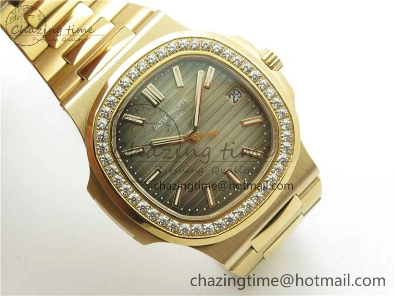 Nautilus 5711 RG PPF 1:1 Best Edition Gray Dial Diamonds Bezel on RG Bracelet 324CS (Free box) V4