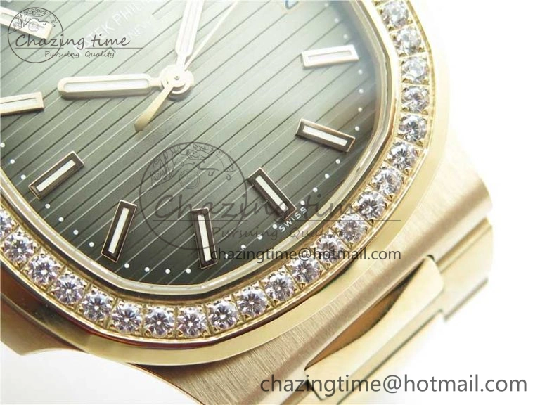 Nautilus 5711 RG PPF 1:1 Best Edition Gray Dial Diamonds Bezel on RG Bracelet 324CS (Free box) V4