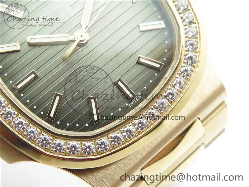 Nautilus 5711 RG PPF 1:1 Best Edition Gray Dial Diamonds Bezel on RG Bracelet 324CS (Free box) V4