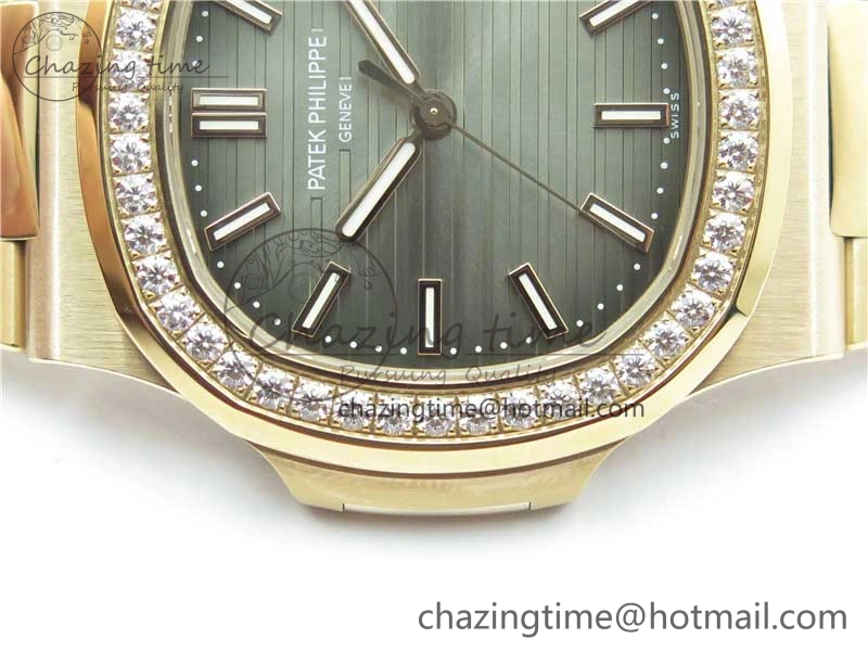 Nautilus 5711 RG PPF 1:1 Best Edition Gray Dial Diamonds Bezel on RG Bracelet 324CS (Free box) V4
