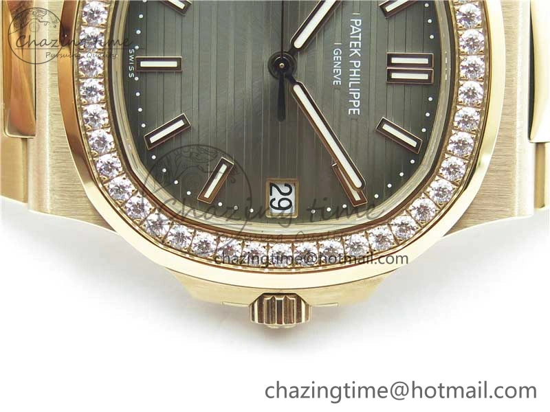 Nautilus 5711 RG PPF 1:1 Best Edition Gray Dial Diamonds Bezel on RG Bracelet 324CS (Free box) V4