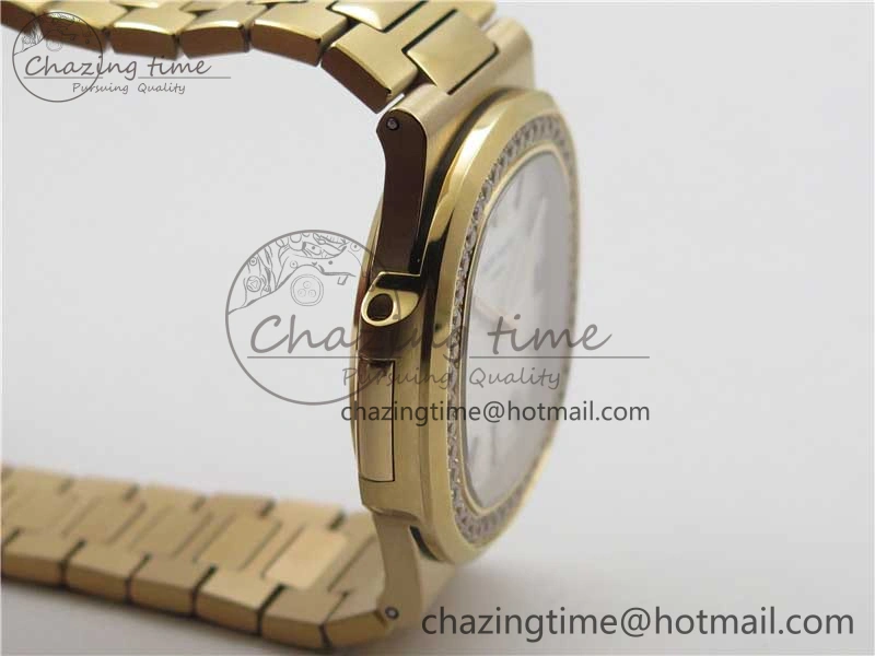 Nautilus 5711 RG PPF 1:1 Best Edition White Dial Diamonds Bezel on RG Bracelet 324CS (Free box) V4