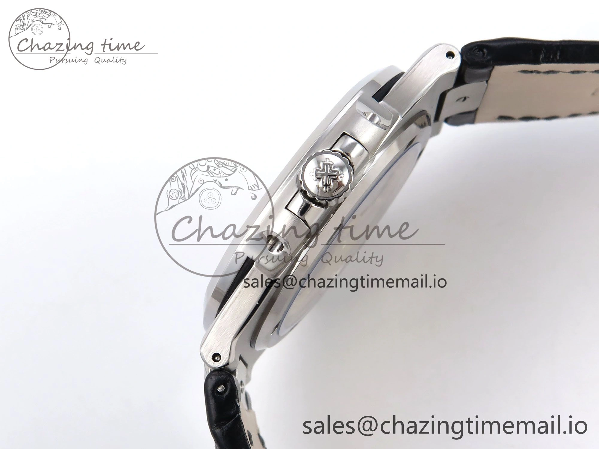 Nautilus 5711 SS 3KF 1:1 Best Edition Gray Textured Dial on Black Leather Strap A324 Super Clone V2
