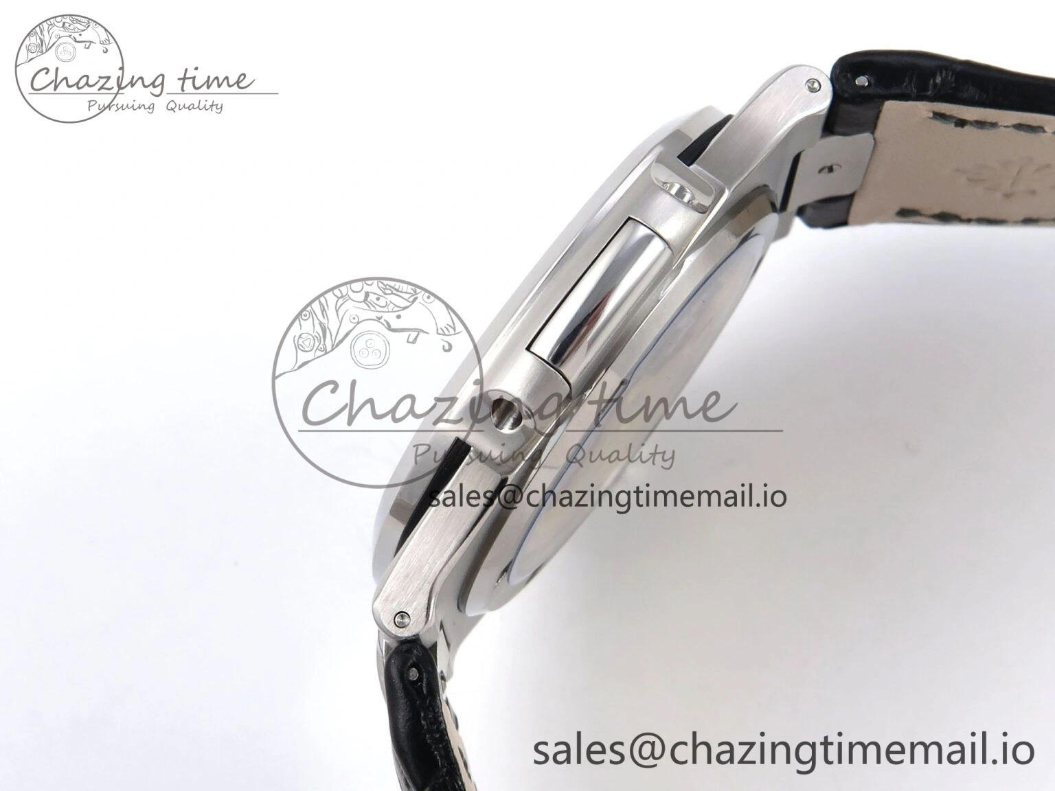 Nautilus 5711 SS 3KF 1:1 Best Edition Gray Textured Dial on Black Leather Strap A324 Super Clone V2