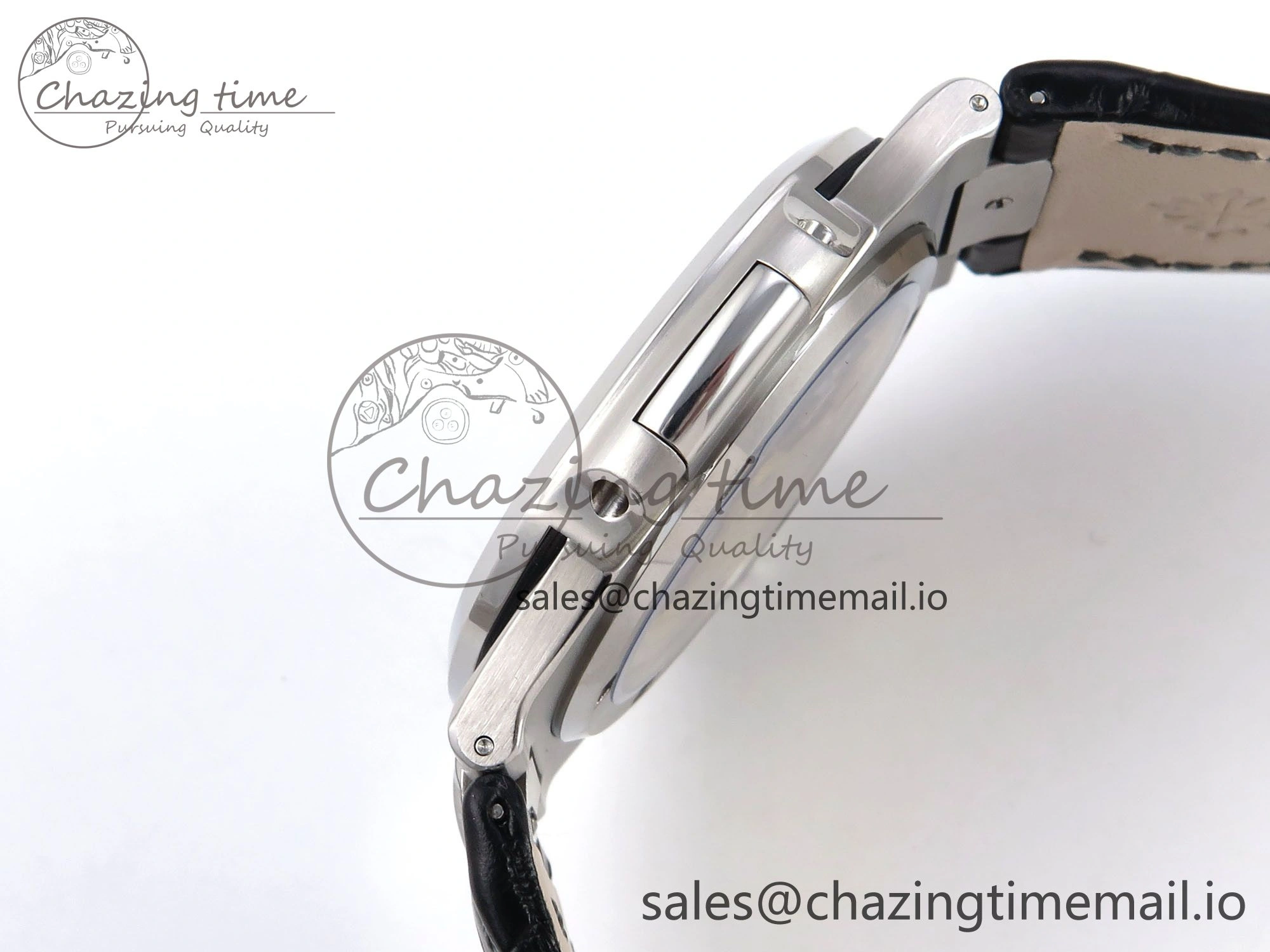 Nautilus 5711 SS 3KF 1:1 Best Edition Gray Textured Dial on Black Leather Strap A324 Super Clone V2