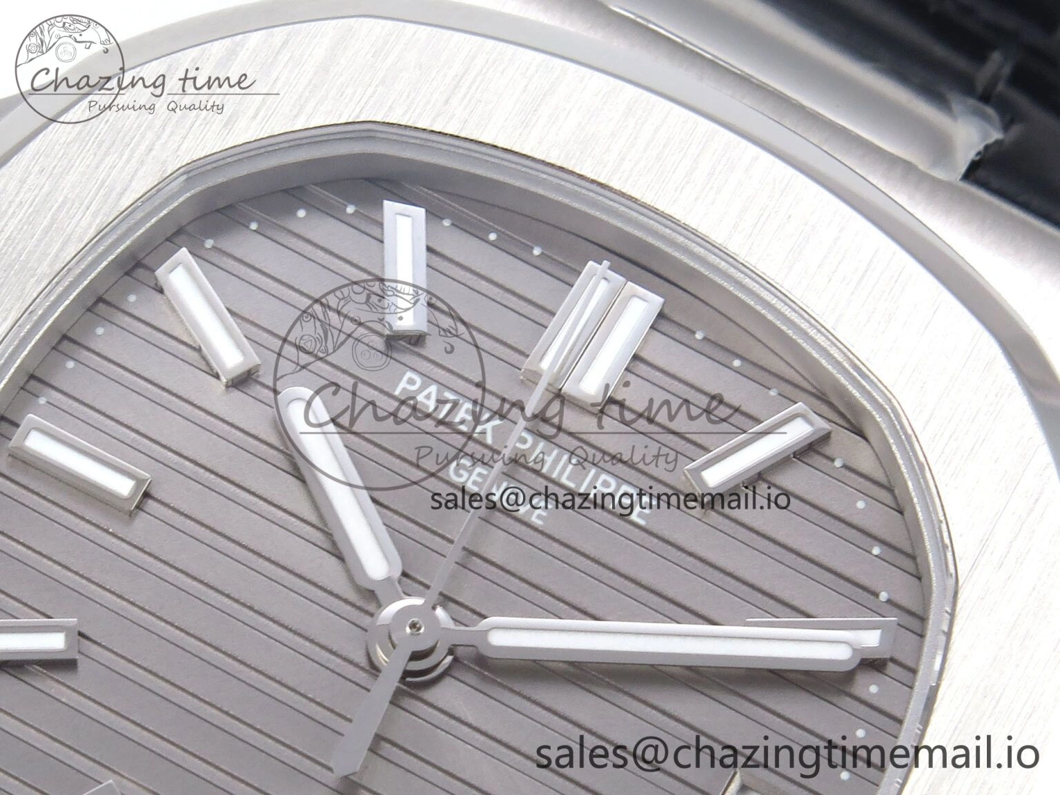 Nautilus 5711 SS 3KF 1:1 Best Edition Gray Textured Dial on Black Leather Strap A324 Super Clone V2