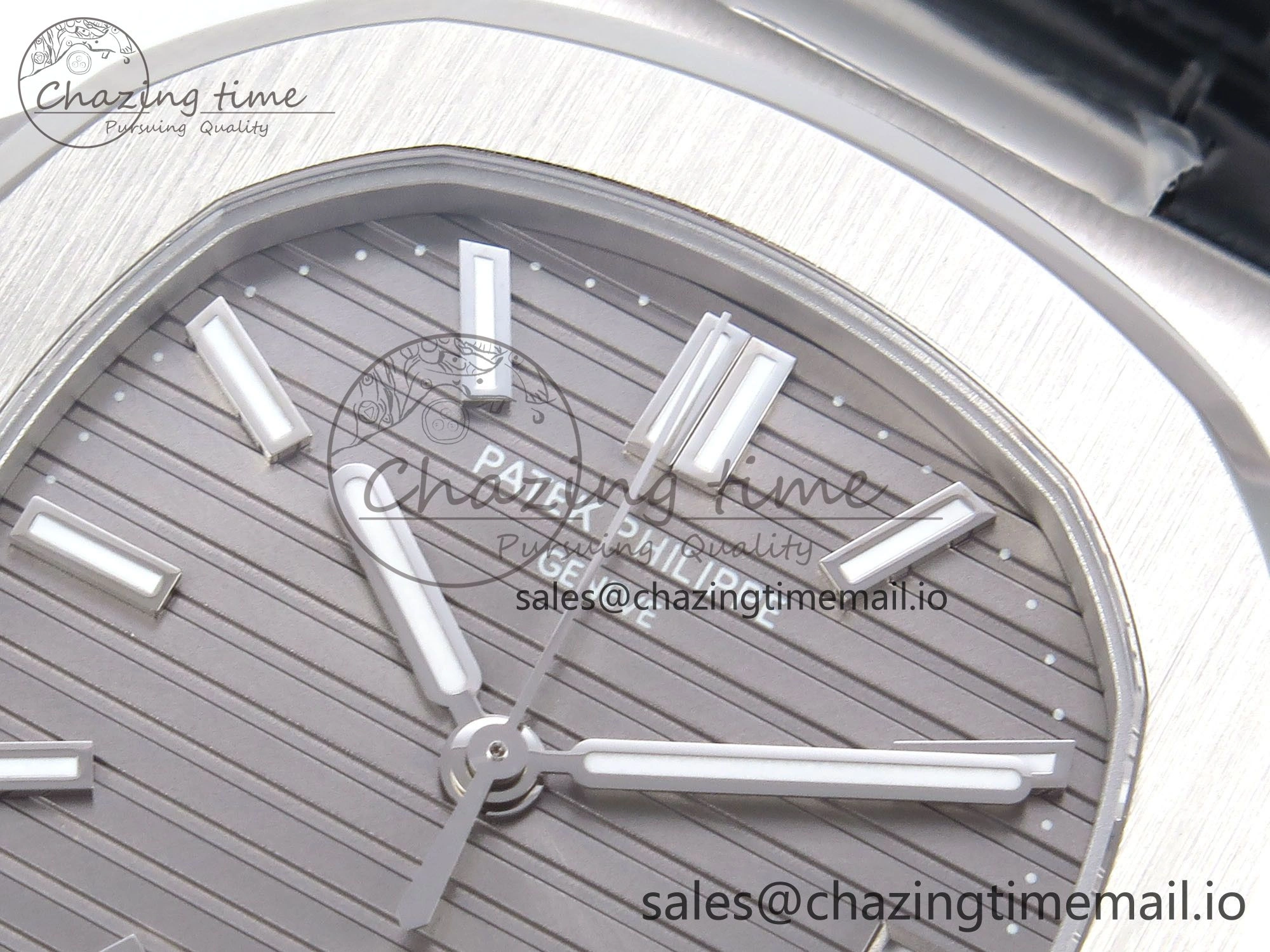 Nautilus 5711 SS 3KF 1:1 Best Edition Gray Textured Dial on Black Leather Strap A324 Super Clone V2