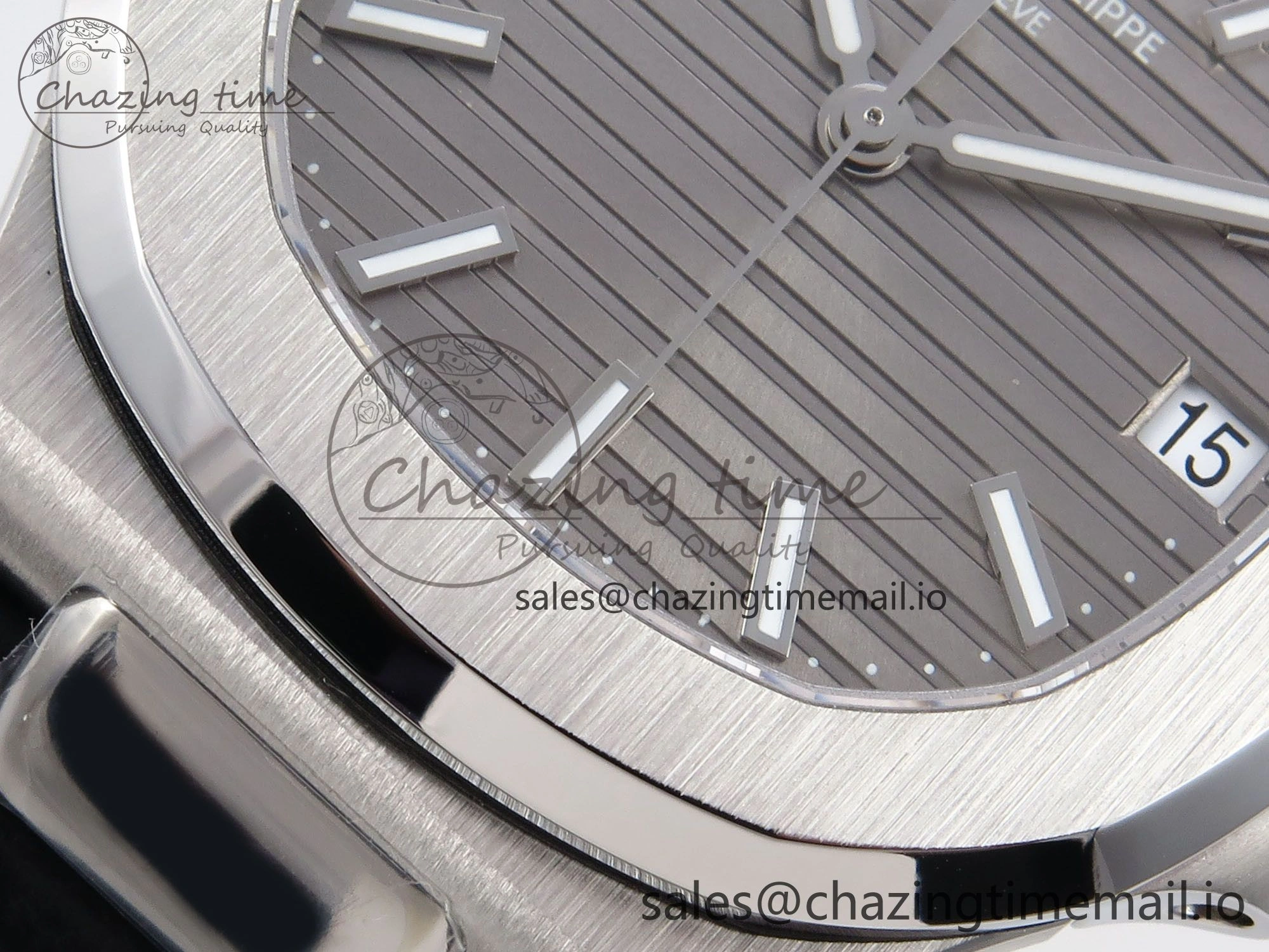 Nautilus 5711 SS 3KF 1:1 Best Edition Gray Textured Dial on Black Leather Strap A324 Super Clone V2