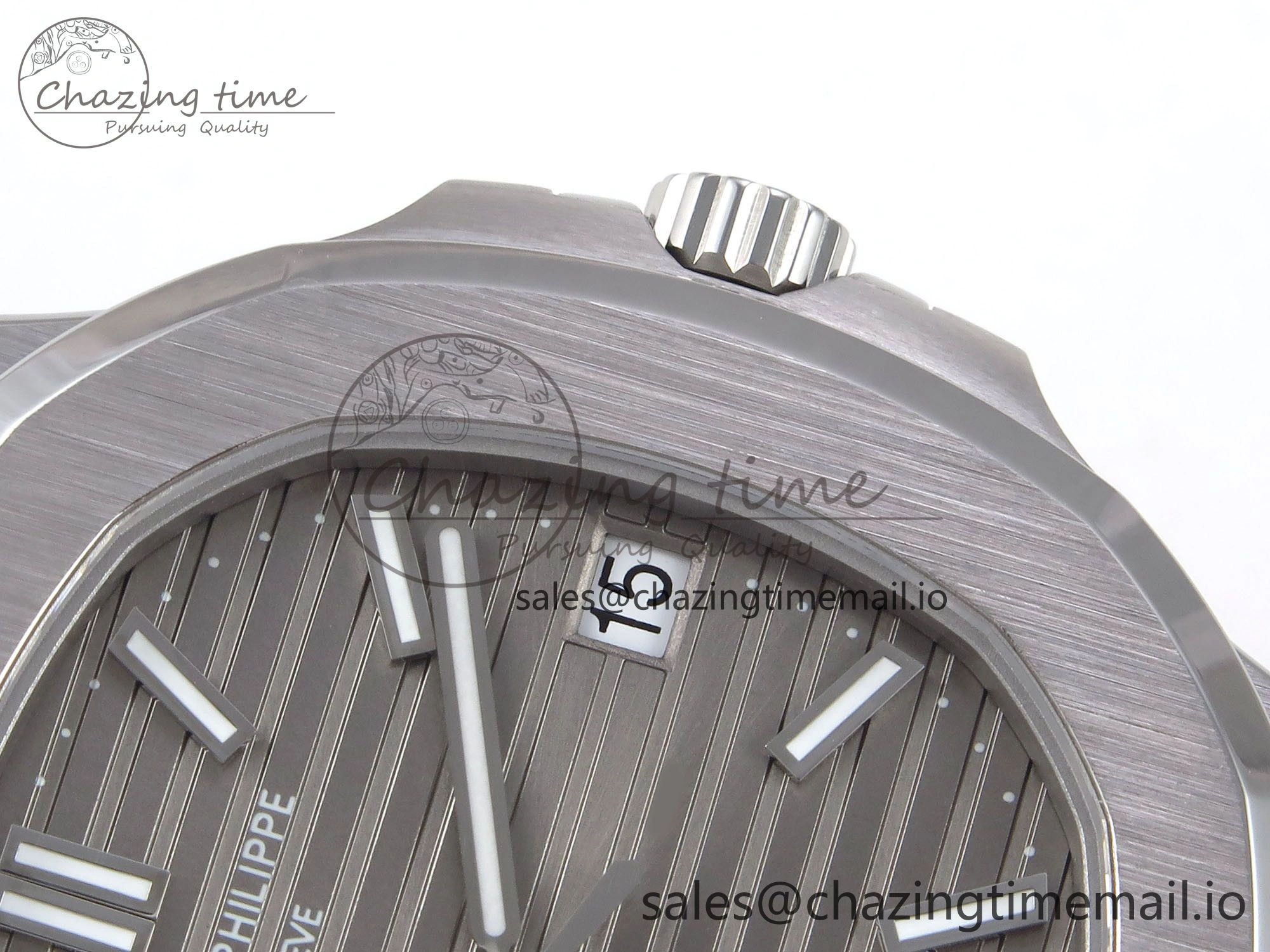Nautilus 5711 SS 3KF 1:1 Best Edition Gray Textured Dial on Black Leather Strap A324 Super Clone V2