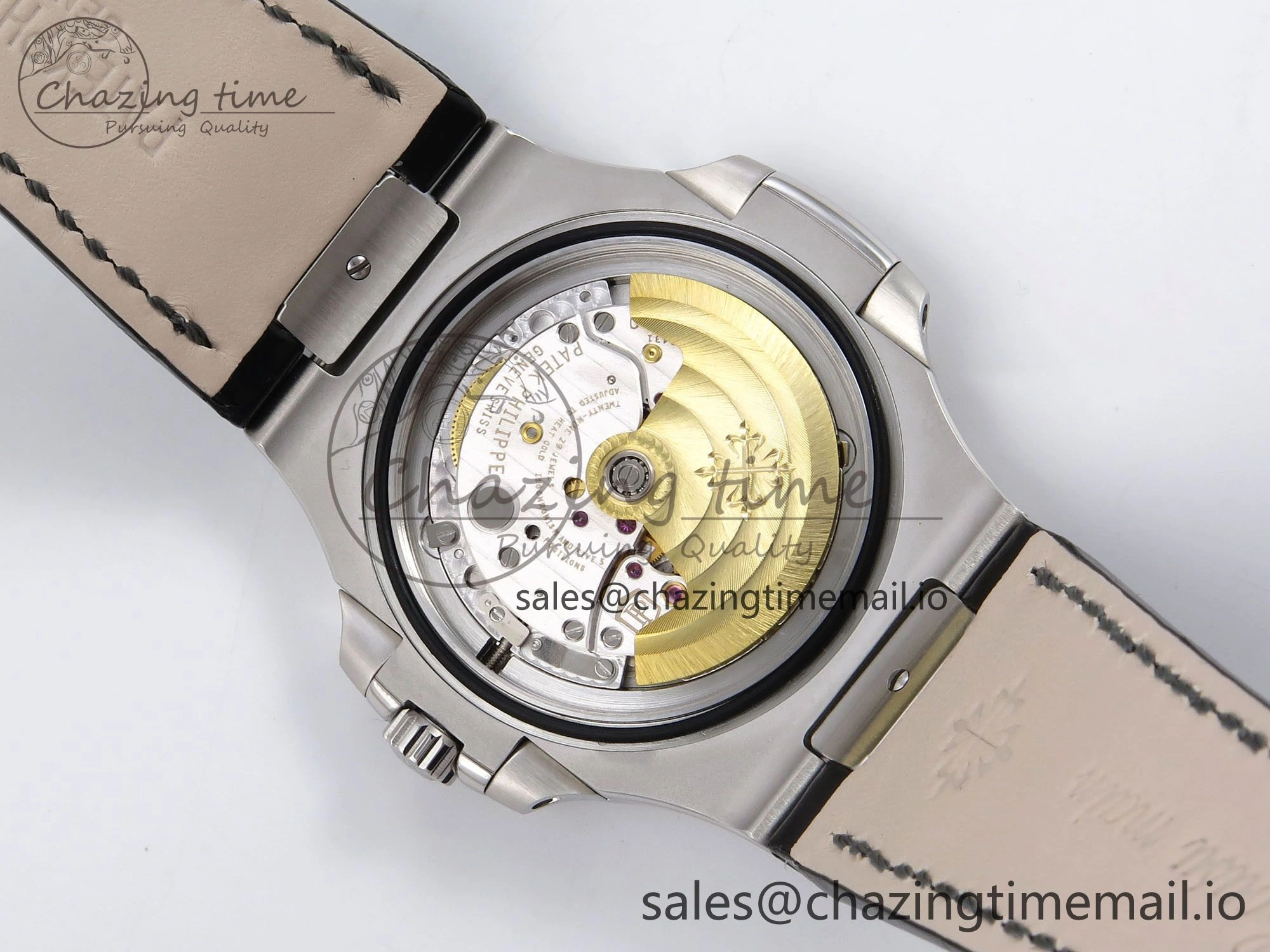 Nautilus 5711 SS 3KF 1:1 Best Edition Gray Textured Dial on Black Leather Strap A324 Super Clone V2