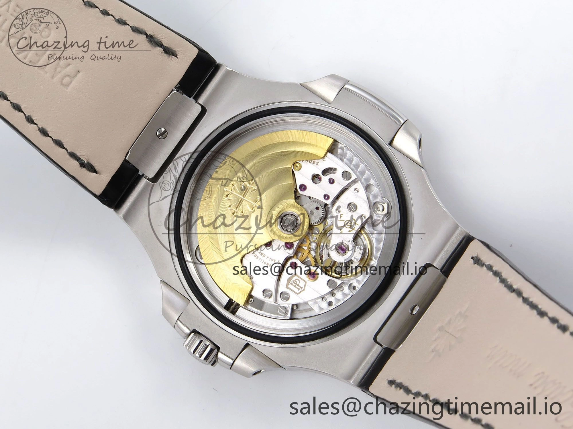Nautilus 5711 SS 3KF 1:1 Best Edition Gray Textured Dial on Black Leather Strap A324 Super Clone V2