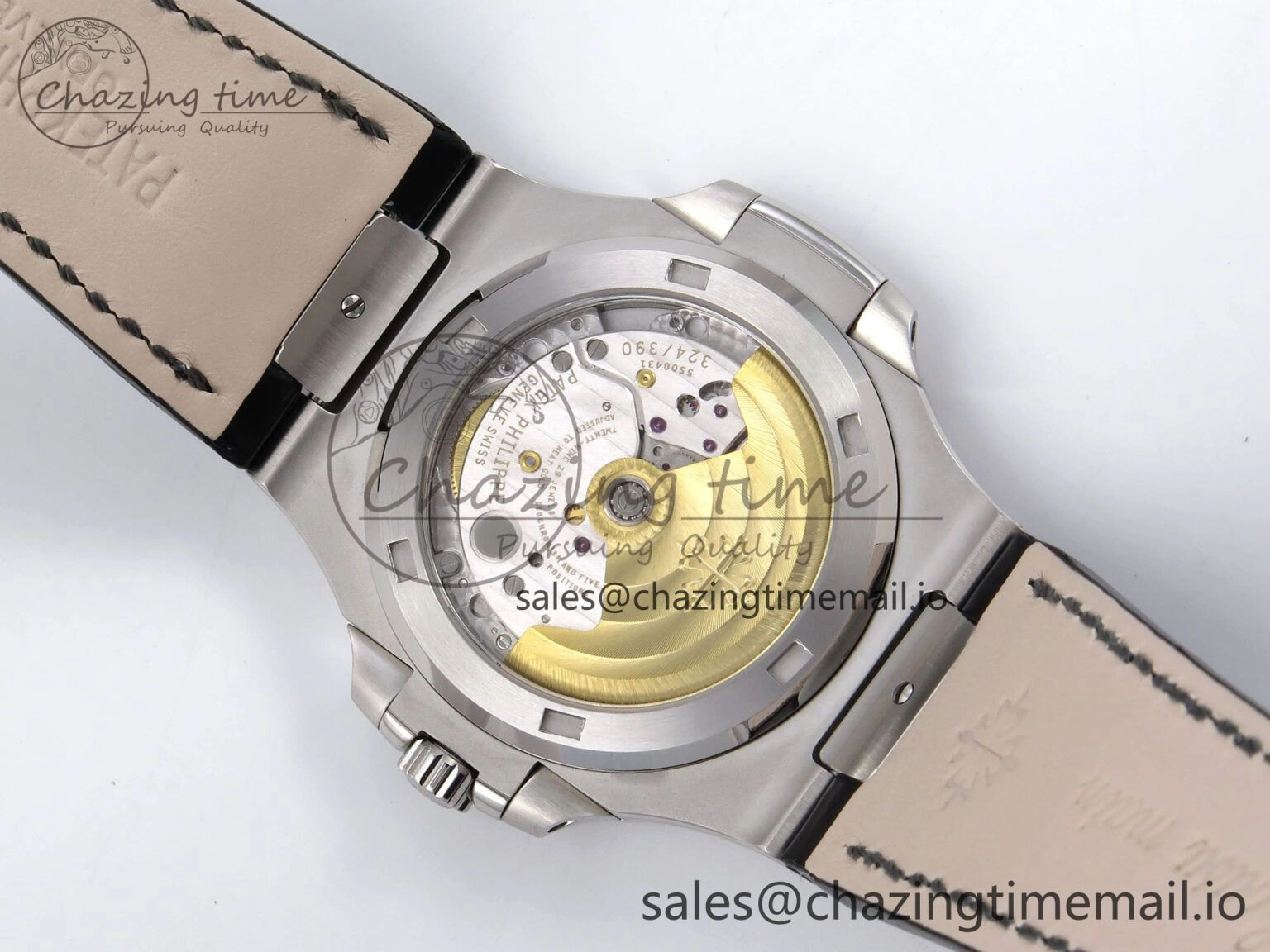 Nautilus 5711 SS 3KF 1:1 Best Edition Gray Textured Dial on Black Leather Strap A324 Super Clone V2
