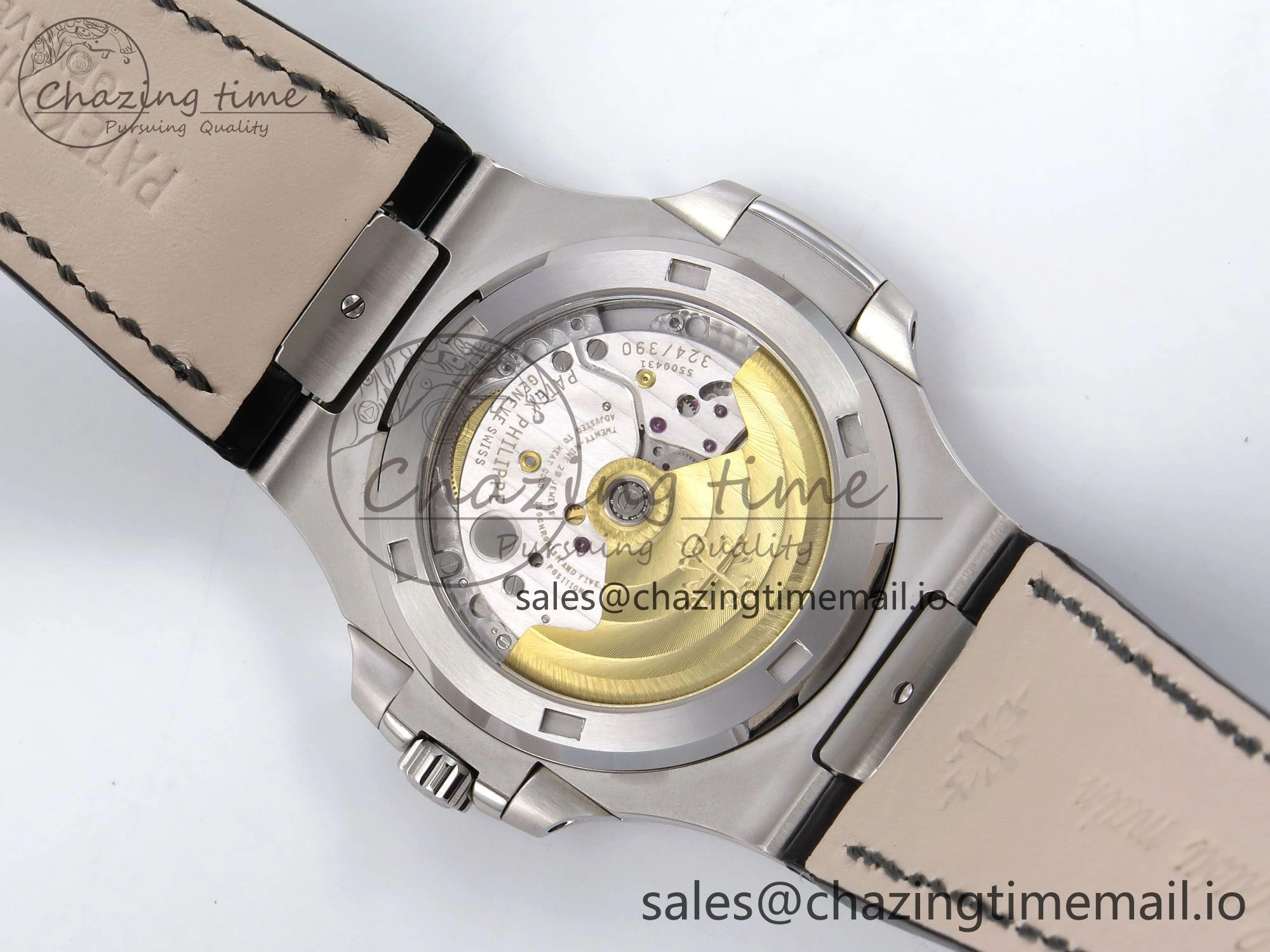 Nautilus 5711 SS 3KF 1:1 Best Edition Gray Textured Dial on Black Leather Strap A324 Super Clone V2