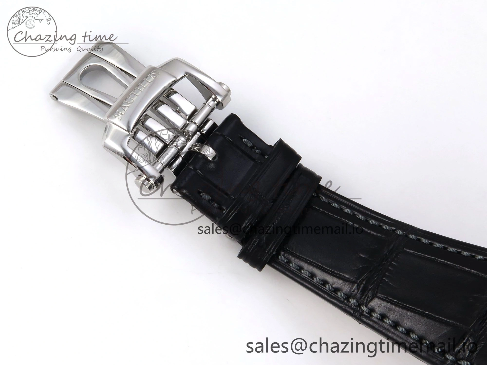 Nautilus 5711 SS 3KF 1:1 Best Edition Gray Textured Dial on Black Leather Strap A324 Super Clone V2