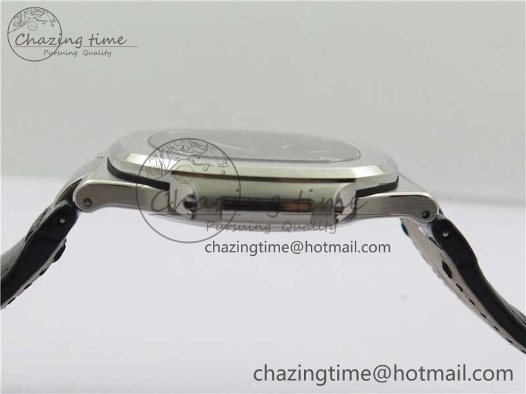 Nautilus 5711 SS 3KF 1:1 Best Edition Gray Textured Dial on Black Leather Strap A324 Super Clone V2