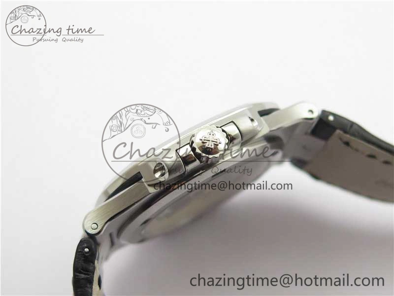 Nautilus 5711 SS 3KF 1:1 Best Edition Gray Textured Dial on Black Leather Strap A324 Super Clone V2