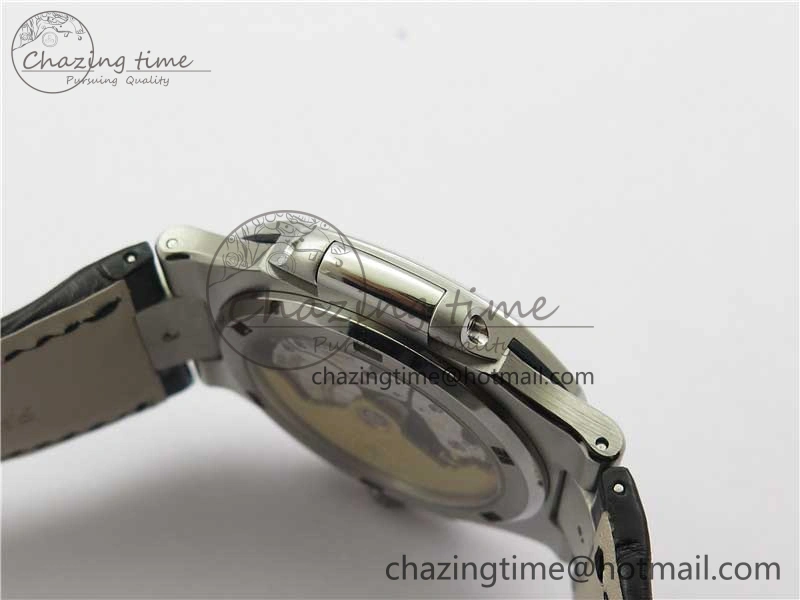 Nautilus 5711 SS 3KF 1:1 Best Edition Gray Textured Dial on Black Leather Strap A324 Super Clone V2