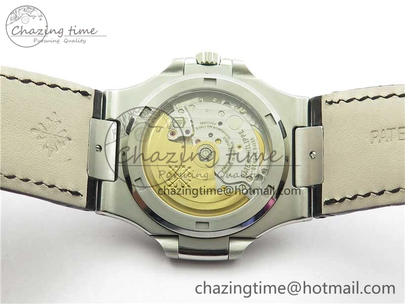Nautilus 5711 SS 3KF 1:1 Best Edition Gray Textured Dial on Black Leather Strap A324 Super Clone V2