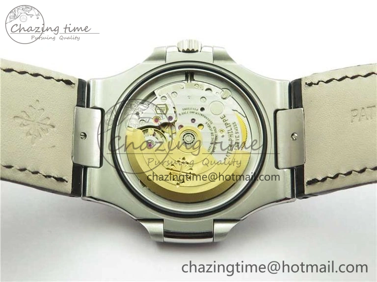 Nautilus 5711 SS 3KF 1:1 Best Edition Gray Textured Dial on Black Leather Strap A324 Super Clone V2