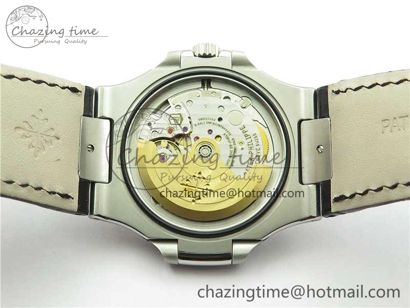 Nautilus 5711 SS 3KF 1:1 Best Edition Gray Textured Dial on Black Leather Strap A324 Super Clone V2