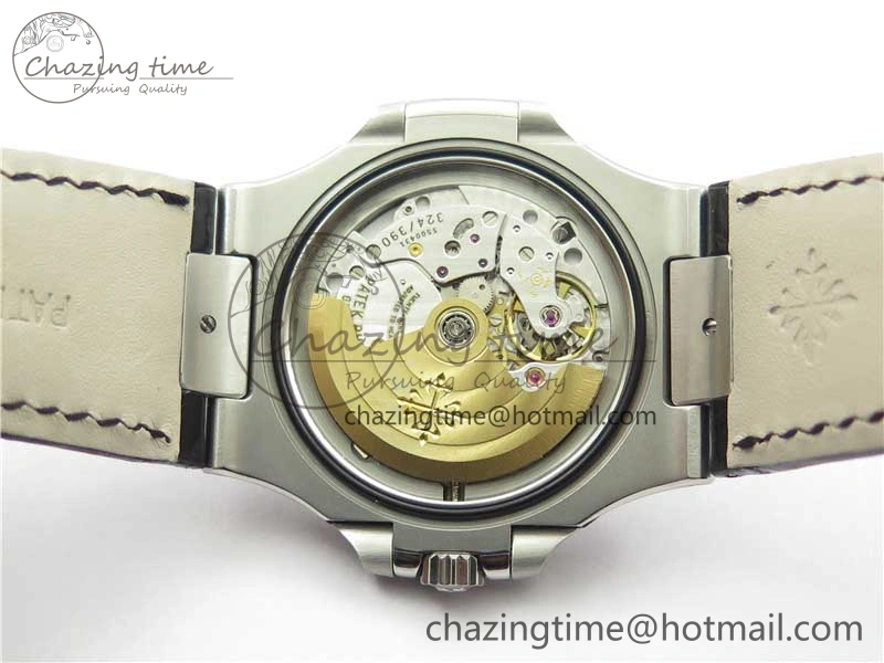 Nautilus 5711 SS 3KF 1:1 Best Edition Gray Textured Dial on Black Leather Strap A324 Super Clone V2