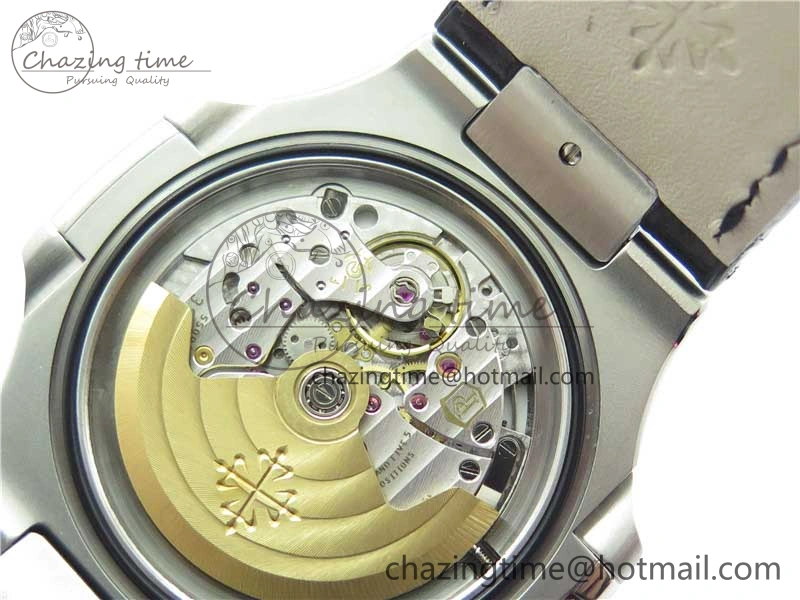 Nautilus 5711 SS 3KF 1:1 Best Edition Gray Textured Dial on Black Leather Strap A324 Super Clone V2