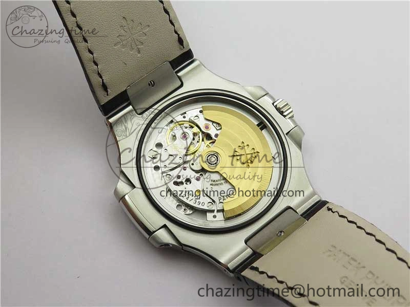 Nautilus 5711 SS 3KF 1:1 Best Edition Gray Textured Dial on Black Leather Strap A324 Super Clone V2