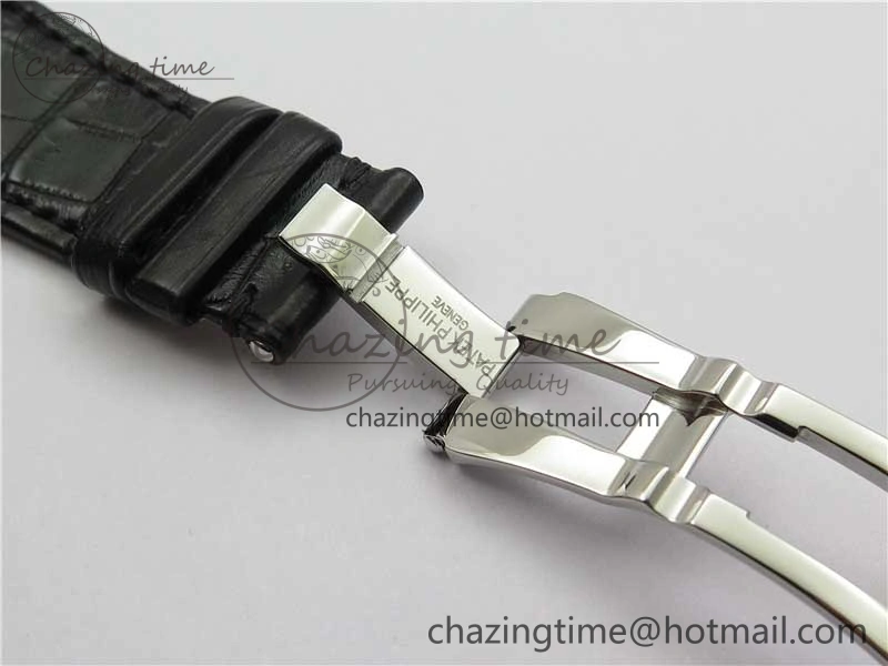 Nautilus 5711 SS 3KF 1:1 Best Edition Gray Textured Dial on Black Leather Strap A324 Super Clone V2
