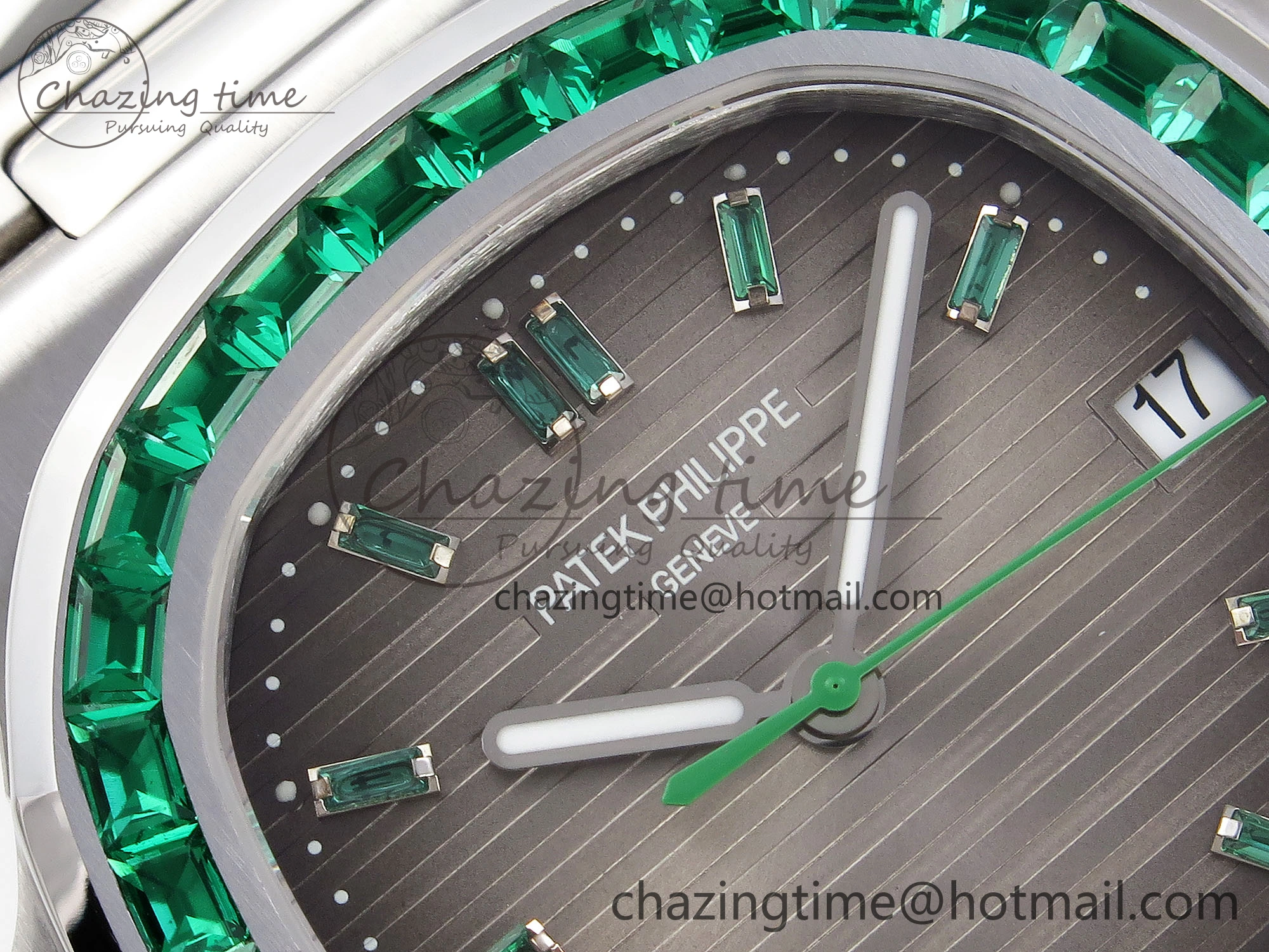 Nautilus 5711 SS GPF 1:1 Best Edition Gray Dial Green Diamonds Bezel on SS Bracelet 324CS