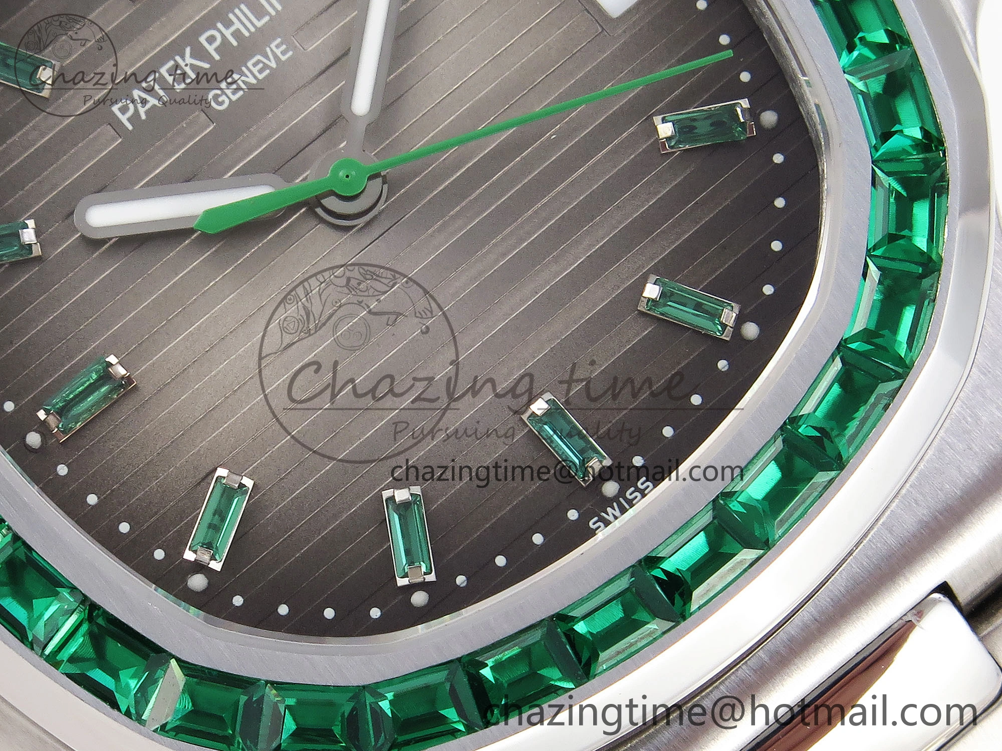 Nautilus 5711 SS GPF 1:1 Best Edition Gray Dial Green Diamonds Bezel on SS Bracelet 324CS
