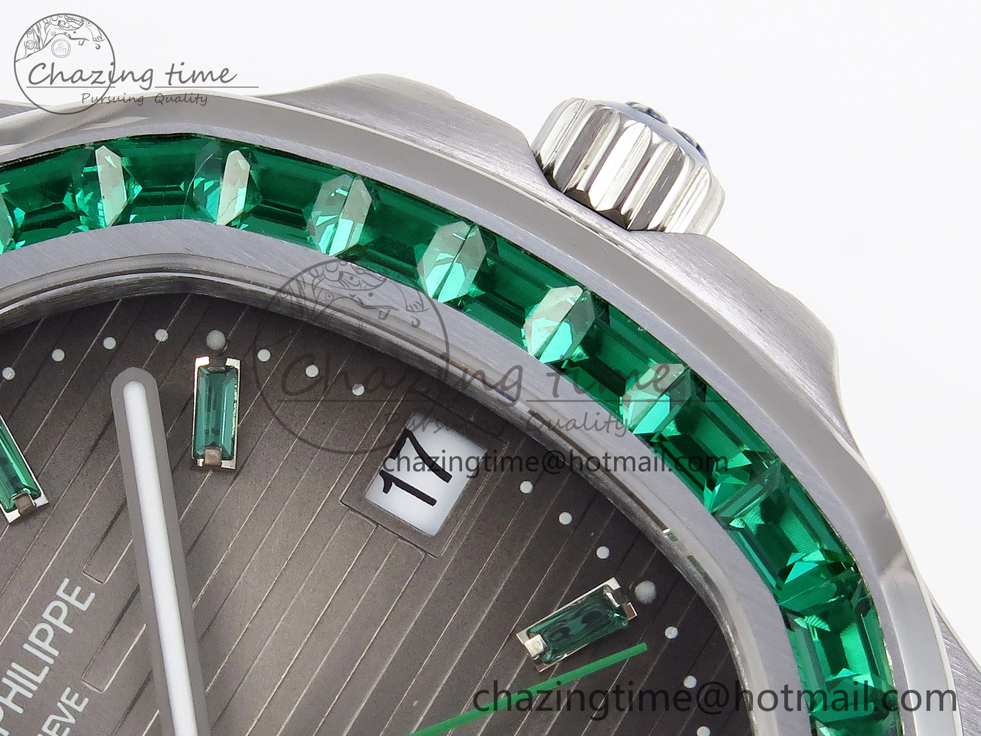 Nautilus 5711 SS GPF 1:1 Best Edition Gray Dial Green Diamonds Bezel on SS Bracelet 324CS