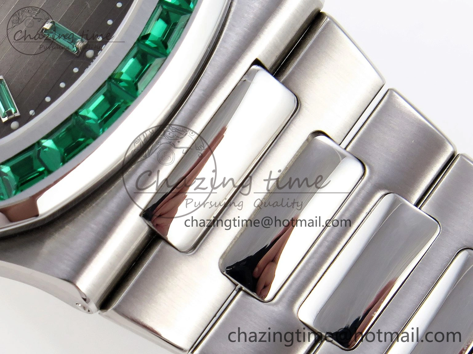 Nautilus 5711 SS GPF 1:1 Best Edition Gray Dial Green Diamonds Bezel on SS Bracelet 324CS