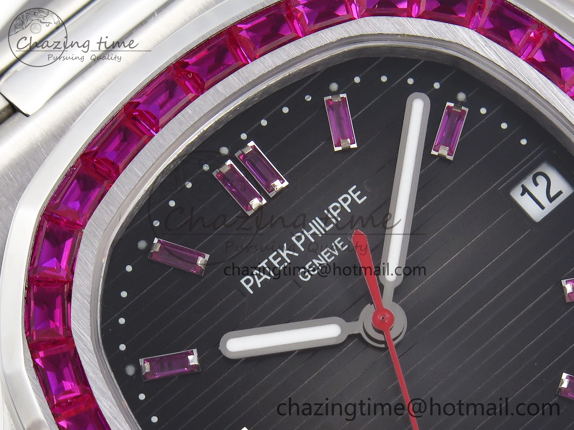 Nautilus 5711 SS GPF 1:1 Best Edition Gray Dial Purple Diamonds Bezel on SS Bracelet 324CS
