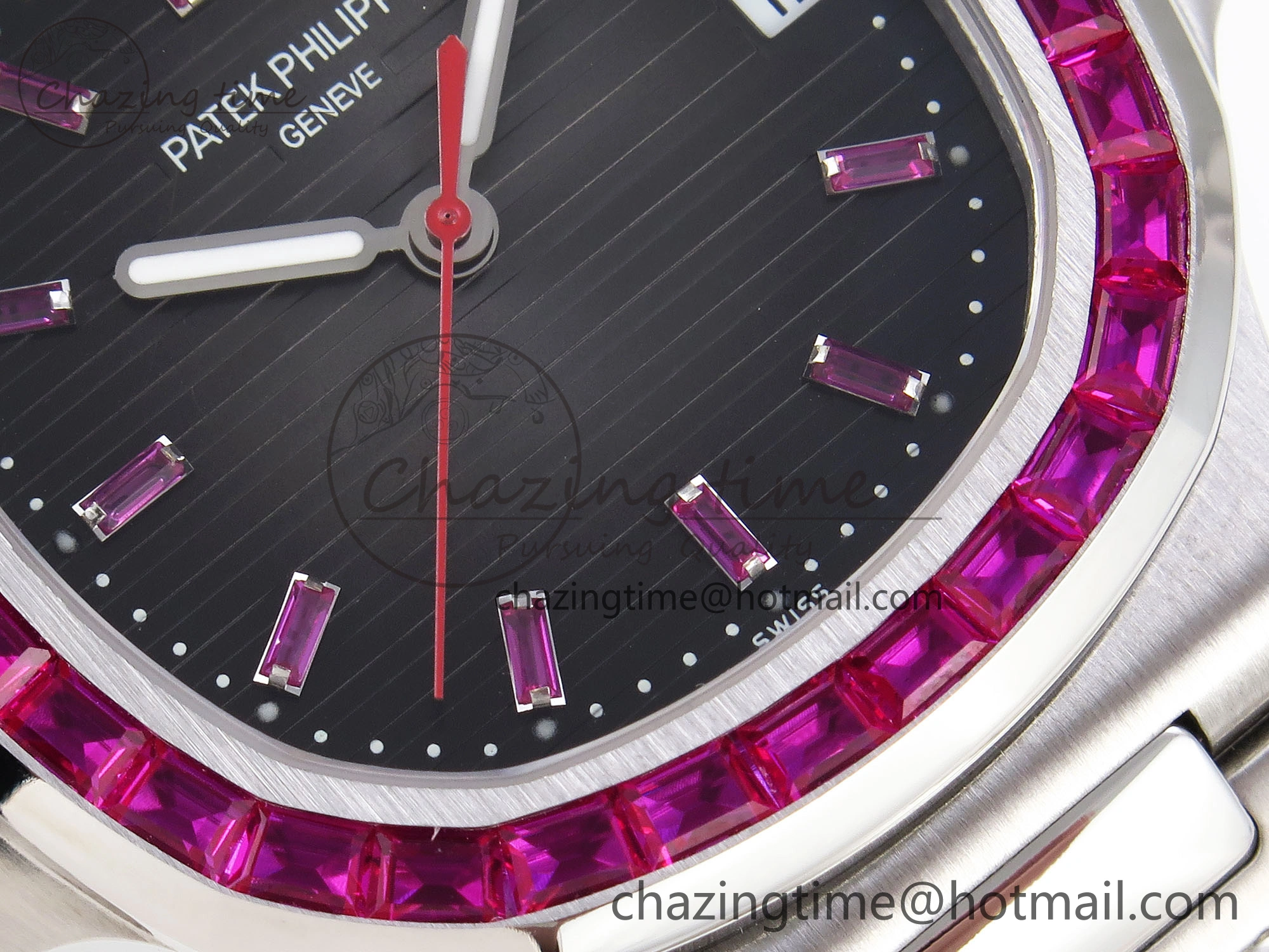 Nautilus 5711 SS GPF 1:1 Best Edition Gray Dial Purple Diamonds Bezel on SS Bracelet 324CS