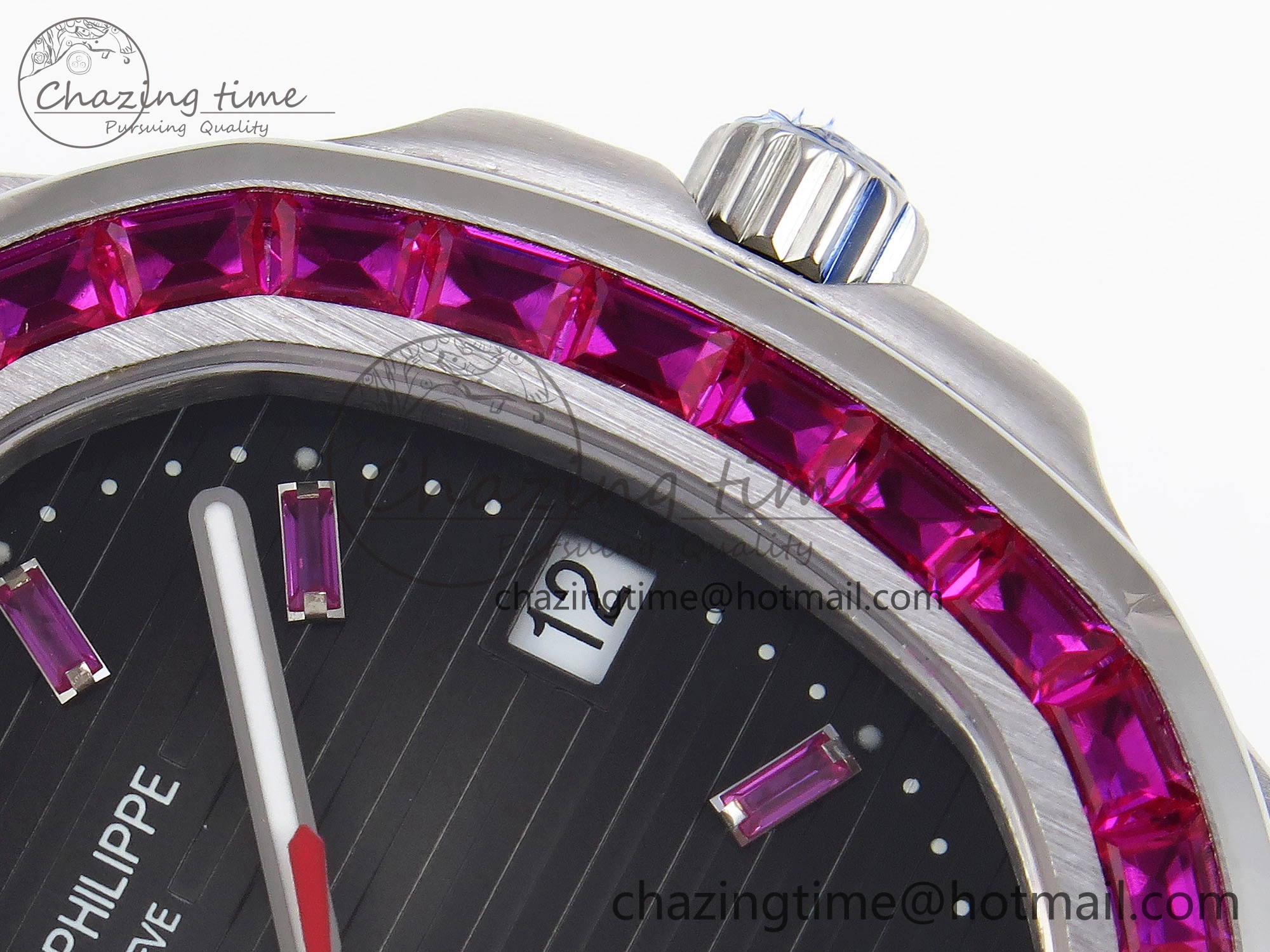 Nautilus 5711 SS GPF 1:1 Best Edition Gray Dial Purple Diamonds Bezel on SS Bracelet 324CS